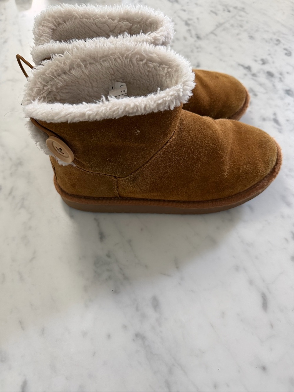 Koolaburra Kids Cozy Faux-Shearling Button Boot - Chestnut